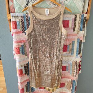 Meesh & Mia Team Spirit Gold Sequins Tank Dress Women's M